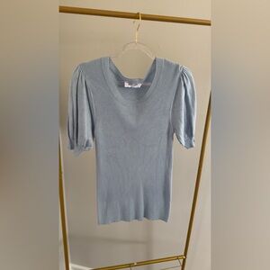 Light Blue Ribbed Knit Top